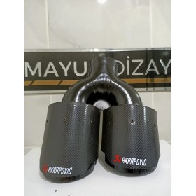 Resim Mayuk Dizayn Akrapovic 100MM Çiftli Içi Siyah Sağ Taraf Her Araca Uyumlu Egzoz Ucu 