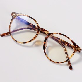 Resim Kaplumbağa Kabuğu Yuvarlak Moda Şeffaf Lens Gözlük Kadın ve Erkekler İçin - Hafif TR90 Bilgisayar Gözlükleri Gözlük Çerçevesi 