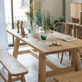 Resim -MİLDA- Ahşap Doğal Kütük Yemek / Toplantı / Çalışma Masası 