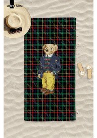 Resim Marte Home Ekose Tedy Bear Plaj Havlusu Siyah 