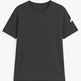 Resim Markapia Kadın Bisiklet Yaka Basic Düz Kısa Kollu T-shirt Antrasit 
