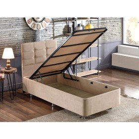 Resim Nironyatak Niron Polo Baza Ve Başlık Seti - 80X180 Cm Tek Kişilik Sütlü Kahv 