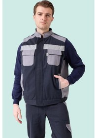 Resim Kışlık Gabardin İş Yeleği Grilacivert Su Geçirmez Urtica Outdoor Yelek Sıcak Tutucu Suya Lacivert-Gri 