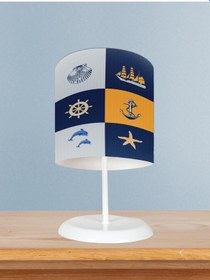 Resim Mekta Home Bebek Ve Çocuk Odası Dümen Ve Deniz Yıldzı Deseli Abajur 