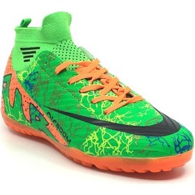 Resim Taşpınar Laliga Erkek Günlük Halı Saha Krampon Çoraplı Spor Ayakkabı 36-45 Yeşil Turuncu Yeşil - Turuncu 