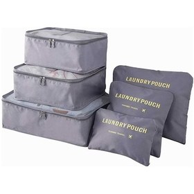 Resim Bavul Çanta Seti 6'lı Seyahat Organizasyon Seti Gri 