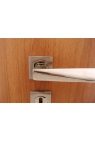 Resim Azm Hırdavat Piramit Kapı Kolu Nikel Saten Rozetli Kapı Kolu Yale 