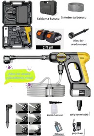 Resim AboutThePerfect Çift Batarya 6 Fonksiyonlu Şarjlı Çok Amaçlı Bahçe ve Araç Temizleme Makinesi 