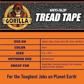 Resim Gorilla Kaymayı Önleyici Bant 5 cm x 25 cm Rulo, Siyah, (1'li Paket) 