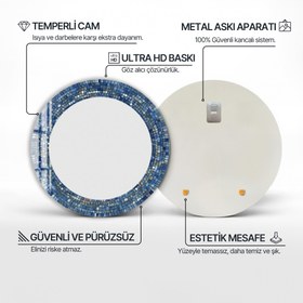 Resim Mavi Mozaik Çember Yuvarlak Ayna - Yok / 50 cm 