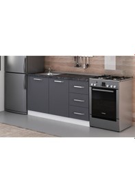 Resim Minar 155 Cm Mutfak Dolabı Beyaz Antrasit 155-A1-Alt Modül Beyaz 