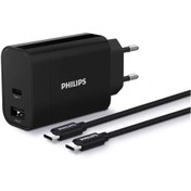 Resim Philips DLP2621C 30W USB-A ve USB-C Bağlantısı Type-C Kablolu Duvar Şarj Adaptörü 