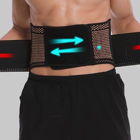 Resim 1 adet Erkek Spor Performans Bel Kemeri, Ayarlanabilir Nefes Alabilir Örgü Bakır İyon Teknolojisi, Lateks ve Naylon Karışımı, Kaymaz Çapraz Kayış Tasarımı, Destekleyici Sırt Omurga Bakımı, Çizgili Desen - Siyah 