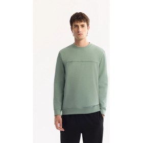 Resim AVVA Erkek Su Yeşili Bisiklet Yaka Pamuklu Bi-Stretch Baskılı Regular Fit Sweatshirt A52Y1325 