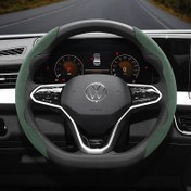 Resim For Volkswagen Winter Velvet Kaymaz Ultra İnce Direksiyon Simidi Kılıfı, Evrensel Uyumlu, 6 Renk, PVC Malzeme, Segment Stil Aksesuar, İç Çember Yok, Tiguan Atlas Jetta ID.4 Taos Golf GTI/R Passat Beetle Touareg Eos CC Routan T-Cross T-Roc Polo Modelleri ile Uyumlu 