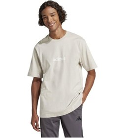 Resim Adidas Essentials Linear Sj Erkek Ekru Bisiklet Yaka Tişört Ekru 