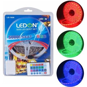 Resim Ayt Ledon Ld-1606 Su Geçirmez 5 Metre Rgb Şerit Led Animasyon Devreli Adaptörlü Set 3 Çipli Silikonlu Dış Cephe Uygun 