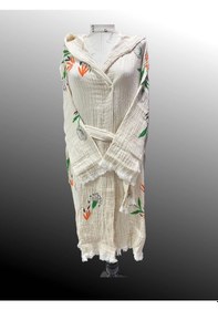 Resim Kadın Müslin Bornoz %100 Pamuk Yeşil 