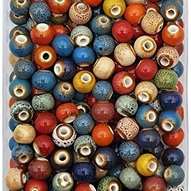 Resim 100 Adet 8mm Seramik Boncuk Çeşitli Renklerde DIY Takı Yapımı İçin - Antik Stil El Yapımı Bileklik ve Kolye Dekoratif El Sanatları Aksesuarları 