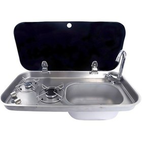 Resim Bıo Cam Kapaklı Evyeli İkili Gömme Ocak Fsm3453 