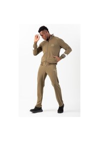 Resim Maraton Sportswear Comfort Erkek Dik Yaka Düz Paça Reglan Kol Basic Haki Eşofman Takımı 22315 Haki 