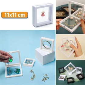 Resim Buffer® 11X11CM Standlı 3D Takı Ziynet Hatıra Koleksiyon Saklama Kutusu Şeffaf Film Çerçevesi 
