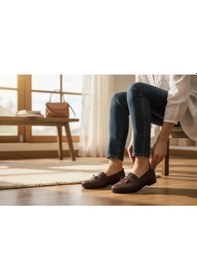 Resim Kadın Ortopedik Fiyonklu Yumuşak Taban Babet Taba 