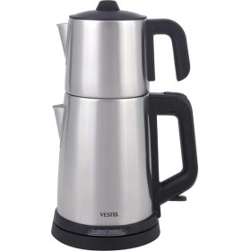 Resim Güçlü 2000 W Çelik Çay Makinesi, Şık Gri Renk, Dayanıklı ve Kullanışlı Tasarım 