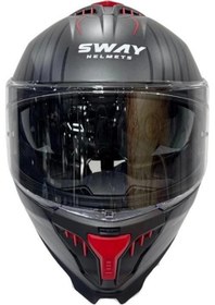 Resim Kask Sw 865 Space Black Red Güneş Gözlüklü 