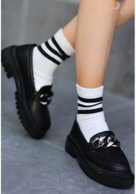 Resim Biga Siyah Cilt Ayakkabı Kadın Babet Siyah 