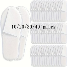 Resim 10/20/30/40 çift otel, pansiyon ve seyahat için tek kullanımlık terlikler, dokumasız spa ve kuaför terlikleri 