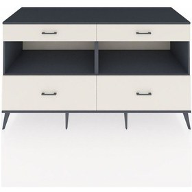 Resim Kronos Konsol 2 Raflı 4 Çekmeceli 176x59x99 Antrasit-antrasit/ay Antrasit-antrasit/aytaşı 