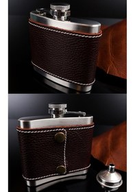 Resim Perlotus Siyah Derili 5 Oz-150 Cc Hunili Çelik Viski İçki Konyak Matarası 