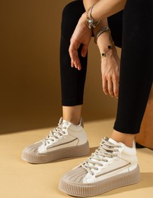 Resim Ege's Shoes Kadın Beyaz Vizon Yüksek Tabanlı Rahat Kalıp Sneakers 