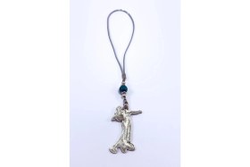 Resim Turkuaz Doğal Taşlı Metal Dans Eden Çift Araba Dikiz Ayna Süsü, Yeni Araba Hediyesi 