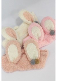 Resim Toyaş Tavşan Kulaklı Peluş Bandana Makyaj Spa Saç Bandı Pembe Çok Renkli 