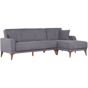 Resim Kilim Mobilya Minimal Uzanmalı Köşe Takımı V2 (İKİLİ SOL ÜNİTE UZANMA SAĞ ÜNİTE) Koyu Gri 