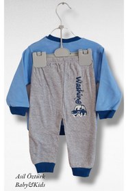 Resim biberon Erkek Bebek Alt Üst Pijama Takımı Eşofman Araba Desenli 