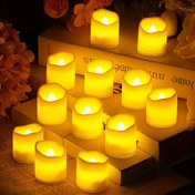 Resim 12 adet Dalgalı Tasarımlı Titrek LED Çay Işıkları - Pille Çalışan, Alevsiz Mumlar Ev Dekoru & Kutlamalar İçin - Halloween, Noel, Sevgililer Günü, Ramazan, Bağımsızlık Günü İçin Mükemmel 