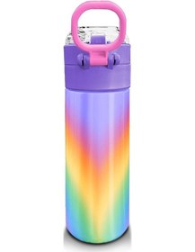 Resim Coral High Kids Renk Geçişli Desenli Pipetli Ve Direkt İçim Çelik Termos 500 Ml 31863 Rose Gold 