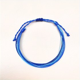 Resim 1 adet Bohem Stil Renkli Mum Kordon Bileklik, Polyester Elyaf, Su Geçirmez, El Yapımı Düğümlü, Karışık Renk, Ayarlanabilir, Üst üste Takılabilir, Kadınlar İçin Günlük ve Tatil Giyim 