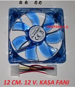 Resim 12Cm Kasa Fanı 12 V MAVİ Renk Ledli Fan 