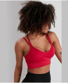 Resim Aurafit V Yaka Arkası Çapraz İp Askılı Tasarım Spor Sütyeni/büsti Kırmızı 