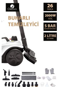 Resim cleova CLV-4041 Çok Fonksiyonlu 26 Parça Buharlı Temizleyici Paspas - Buharlı Temizlik Makinası 