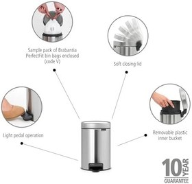 Resim Brabantia Newıcon Fpp Matt Steel Pedallı Çöp Kutusu 3L BRA 112164 168 x 230 