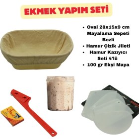 Resim Ekmek Yapım Seti Oval 28 cm Bezli + Ekşi Maya 