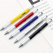 Resim 6'sı 1 Arada Metal Tornavida Seviye Tükenmez Kalem Çok Fonksiyonlu Dokunmatik Ekran Kapasitif Cetvel Aracı Metal Kalem 