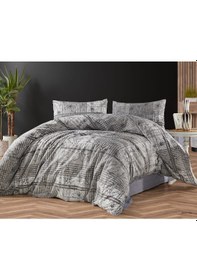 Resim Vionetta Pamuklu Lastikli Çarşaflı 2 Yastıklı Tek Kişilik Nevresim Takımı Açık Gri 