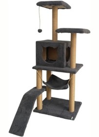 Resim Missidea S9 Kedi Tırmalama Kulesi Platformlu 124 cm Antrasit 