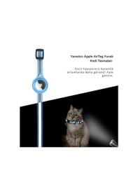 Resim Etashop Airtag Uyumlu Reflektif Kedi Tasması Zilli Ayarlanabilir Kedi Boyun Tasması 22-32 Cm Turuncu 